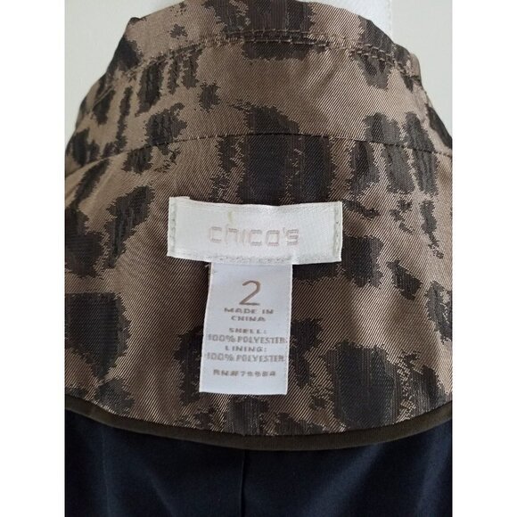 Chico's ~Women's Size 2( Large)~ Brown Animal Print Blazer Jacket Lined. - Picture 2 of 6